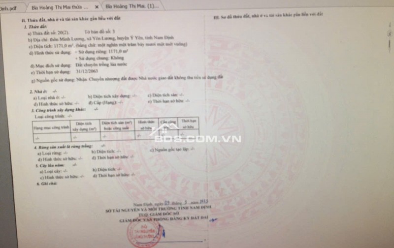 Bán đất tại thôn Minh Lương, xã Yên Lương, Ý Yên, Nam Định